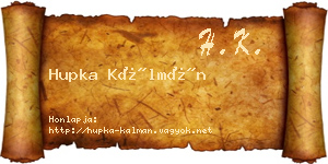 Hupka Kálmán névjegykártya