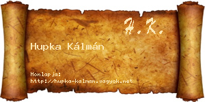Hupka Kálmán névjegykártya